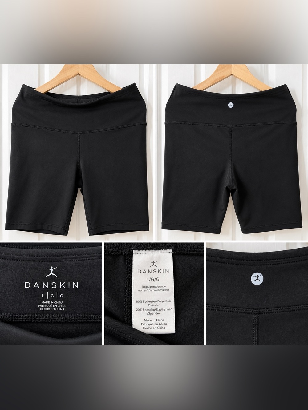 Danskin Black High-Waisted Biker Shorts – Size Large NWT